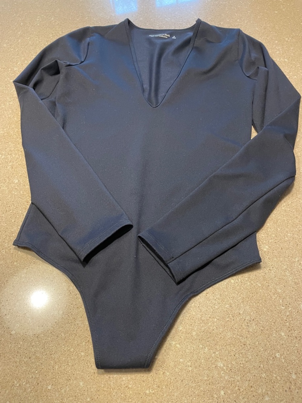 Abercrombie & Fitch Black Long-Sleeve V-Neck Bodysuit